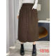 Pure -colored oblique cotton skirt, commute fashion pocket, autumn skirt retro Hong Kong style versatile casual long skirt