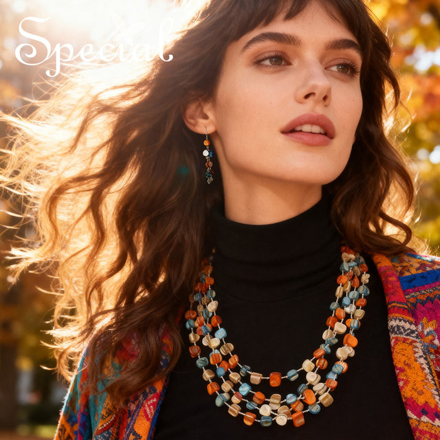 SPECIAL retro personality design, many layers of stack wearing neck ...
