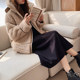 Large size loose belly-covering slim sweater skirt for obese mm with half-high collar and bottoming knitted long style with coat dress