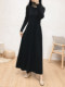 Plus size women's long sweater dress fat mm autumn and winter temperament bottoming extra long black inner knitted long skirt