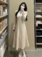 With coat A -line sweater skirt, big size fat MM autumn and winter new semi -high collar, bottoming knitted dress long skirt
