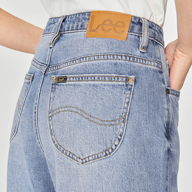 Lee Shopping Mall same style as 25 spring and summer new loose mid-waist light blue women's wide-leg jeans