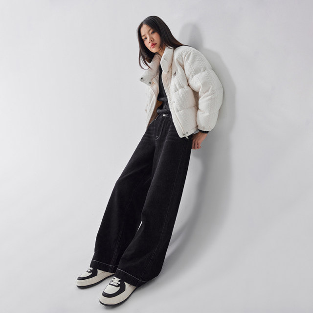 Lee spring and summer loose straight five-bag black women's wide-leg jeans casual trend