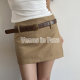 European and American style retro fashionable and simple legs showing long anti-exposure side zipper hip belt suit short skirt skirt women