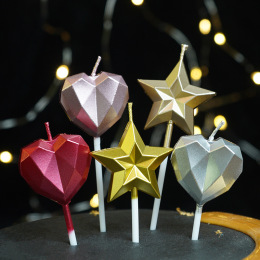 Valentine's Day Love Pentagram Candle Decoration Gold and Silver Diamond Star Birthday Dessert Table Dress Up