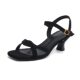 
French small heel flat toe sandals for women 2025 summer new large size medium heel simple versatile black high heels