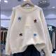 20609 winter round neck heavy industry embroidered flower round neck sweater Korean style sweater soft glutinous pullover top