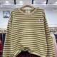 20614 winter fashion embroidered honey bear velvet round neck loose sweater striped age-reducing versatile pullover sweater for women
