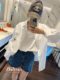 Zhiyan South Korea imported loose casual trendy pure white black cartoon printed mid-length long-sleeved shirt jacket