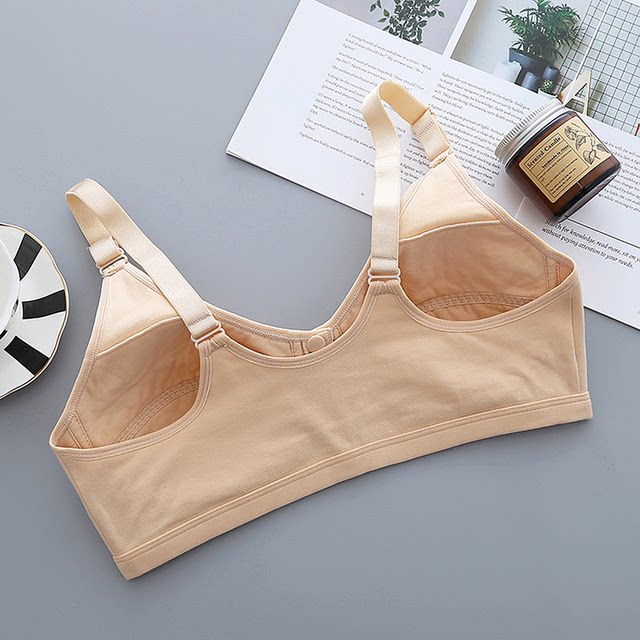 Pure cotton front button large size girl bra junior high school student fat MM upper support fixed elderly breastfeeding without sponge underwear
