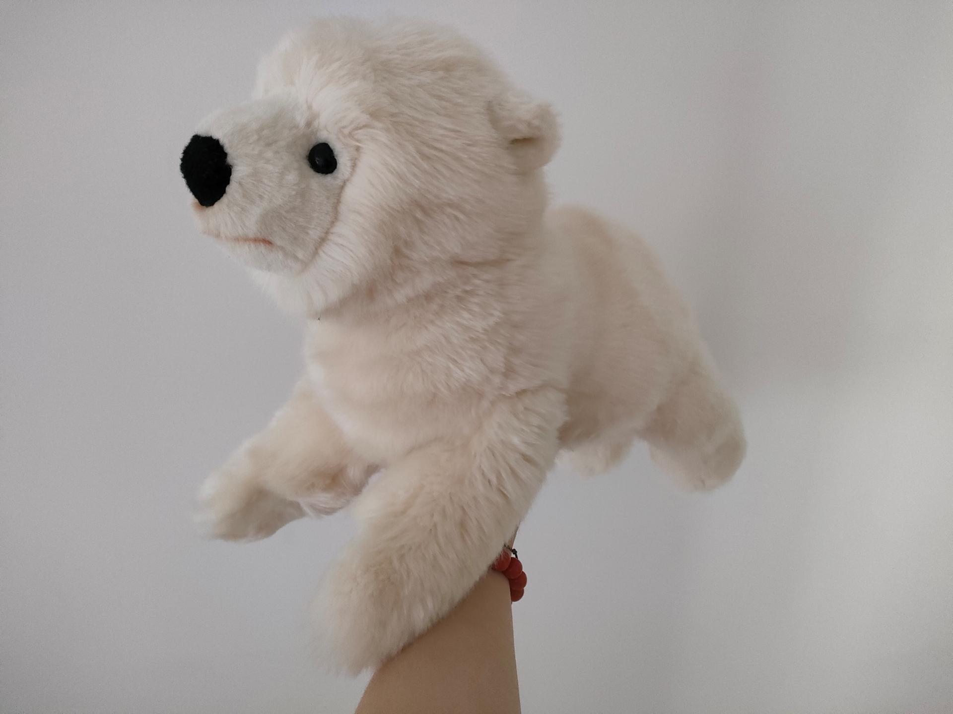 全新正品绝版hansa仿真公仔毛绒玩具北极熊趴姿仿真超柔软极