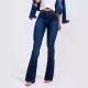 2025 spring new style new style European and American foreign trade Amazon high waist slim elastic flared jeans women's trousers
