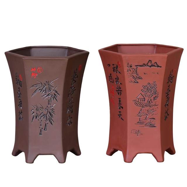 Purple Clay Ceramic Orchid Pot Large Home Gardening Plant Planting Spider Plants Bonsai Clivia Round Flower Pot