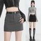 Spring and summer gray high-waisted suit skirt 2024 new retro slim skirt college versatile workwear
