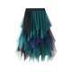 New color-blocking mesh multi-layer irregular and versatile elastic waist mid-length skirt skirt #8063 customized
