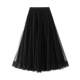 Pleated skirt for women in autumn and winter spliced ​​lace skirt for mid-length two sides with draped fashionable mesh big hem skirt 8611
