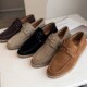 Men's shoes summer tide shoes new leather comfortable matte leather casual shoes Simple plain face noodles British retro sail shoes
