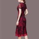 2025 summer new women's clothing retro slim fit short sleeves large size women's clothing elegant mid-length dress long skirt