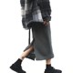 Black mid-length skirt for women in autumn casual sports skirt for elastic waist straight back slit large size versatile and customizable