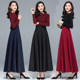 Autumn skirt for women's high waist versatile long skirt A-line skirt large sway umbrella skirt solid color pleated skirt large size mid-length dance skirt

