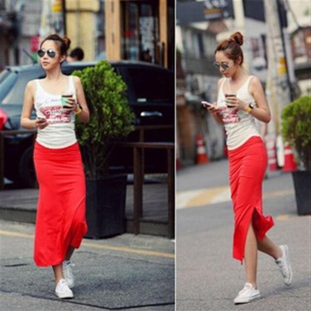 Spring and summer fashion slit long skirt half-length skirt pure cotton mid-length skirt high waist pencil skirt hip-covered one-step skirt large size