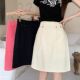 Retro pocket denim skirt for women, large size summer high waist slim mid-length A-line skirt student hip-pack skirt