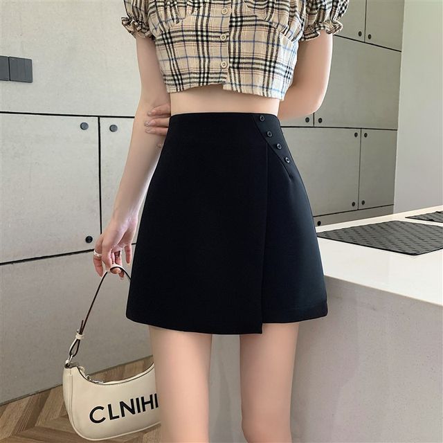 Irregular suit large size skirt for women in spring and autumn high waist covering belly A-line skirt to make them look slim and small hip-covering short skirt
