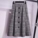 Large -size women's autumn and winter A -character loose waist tight waist grid hair 200jin [Jin is equal to 0.5 kg] Add fat to increase fat mm skirt