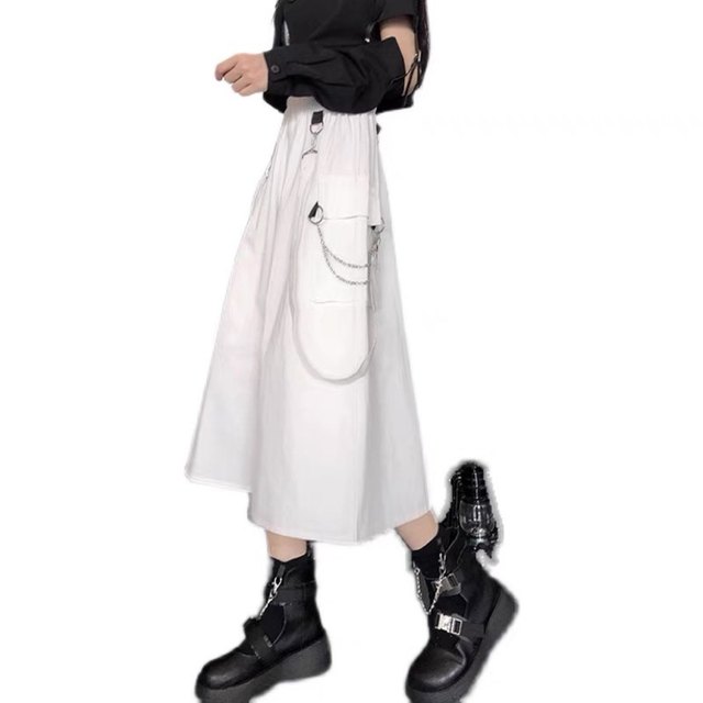 Design Significant Japanese Ribbon Skirt Female Summer A -Body Long Skirt Small cool girl wears skirts
