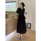 DG's new French floral suspender long skirt with waist slim holiday style mid-length slit dress
