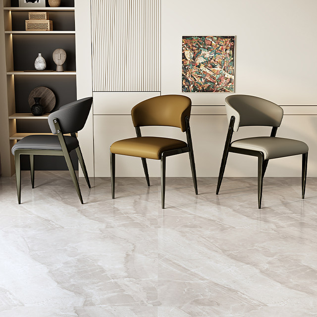 Image showcasing Italian minimalist dining chair home modern minimalist backrest chair ...