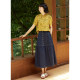 Wangcheng H828/Xiu Fanghua/Summer New Chinese New Chinese New Together 100%Silk yellow embroidered oblique buckle standing small shirt