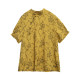 Wangcheng H828/Xiu Fanghua/Summer New Chinese New Chinese New Together 100%Silk yellow embroidered oblique buckle standing small shirt