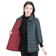Mom's autumn and winter cotton plaid fashionable nine-quarter sleeve light cotton coat middle-aged and elderly women's lapel thin cotton coat