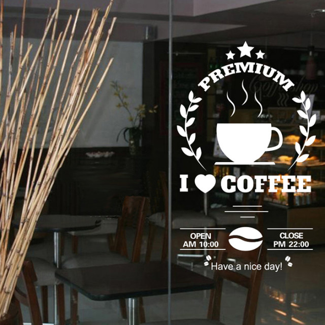 Simple personality European -style cafes Western restaurant shop customized business hours of glass door window decoration stickers
