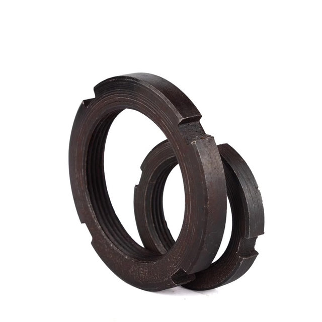 Small round nut national standard original GB810 ordinary A3 steel four-trough round nut Q235 material black lock stop retreat