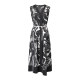 Color black and white printed sleeveless dress 2025 early autumn new elegant mid-length V-neck skirt for women