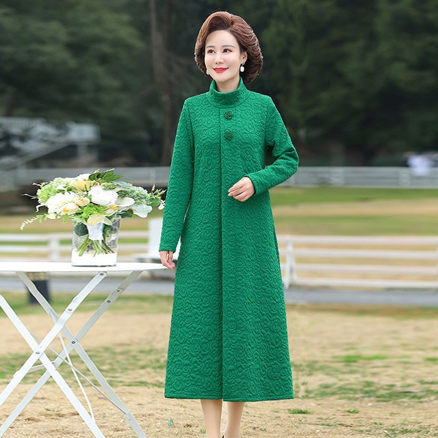 Autumn and winter new thickened warm rose blossom series temperament fashion dress long slit half turtleneck long dress