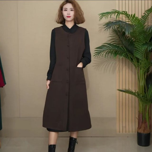 Mom's clothing spring and autumn Internet celebrity temperament versatile vest fashionable slimming long loose single-piece vest jacket