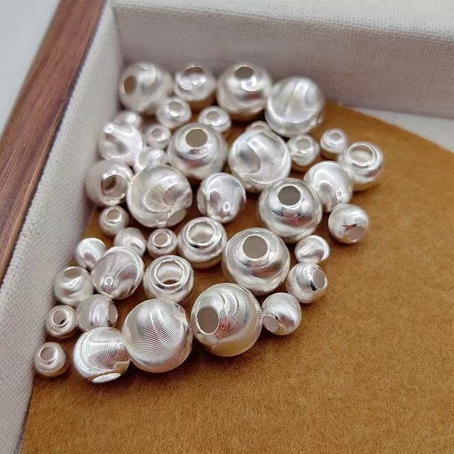 S999 pure silver cat eye loose beads brushed spacer beads handmade bracelet DIY sterling silver bracelet necklace accessories sterling silver jewelry