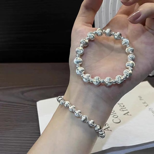 S999 pure silver cat eye loose beads brushed spacer beads handmade bracelet DIY sterling silver bracelet necklace accessories sterling silver jewelry