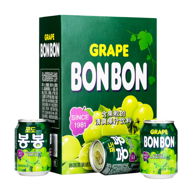 Korean original imported Internet celebrity beverage whole box Haitai grape juice pulp 238mlX12 cans gift box