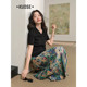Broad color blue spliced ​​polo collar sweater 2025 summer new style slim body style T-shirt