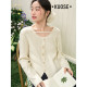 Wide color irregular design slit sweater top for women 2025 spring new apricot color inner bottom sweater