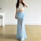European and American 2024 summer new women's hot girl pure desire, high -waist mesh skirt temperament versatile fishtail long skirt

