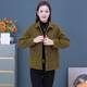 2023 autumn and winter new corduroy mother jacket middle-aged women's solid color fashion plus velvet short cotton jacket top
