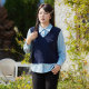 Qisao plus size pullover top for women 2025 spring new fat mm fake two-piece spliced ​​vest contrasting color long-sleeved shirt
