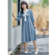 Short and thin MM large size dress 2024 autumn new French bow waist waist A -line anti -denim long skirt