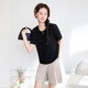 
Qisu large-size women's top 2025 summer new style slim and fat mm straight shoulder slim and pleated casual short-sleeved T-shirt