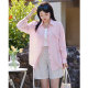 Qisu women's large size medium-length cardigan top 2025 spring new Polo solid color long sleeve slimming and fat MM shirt